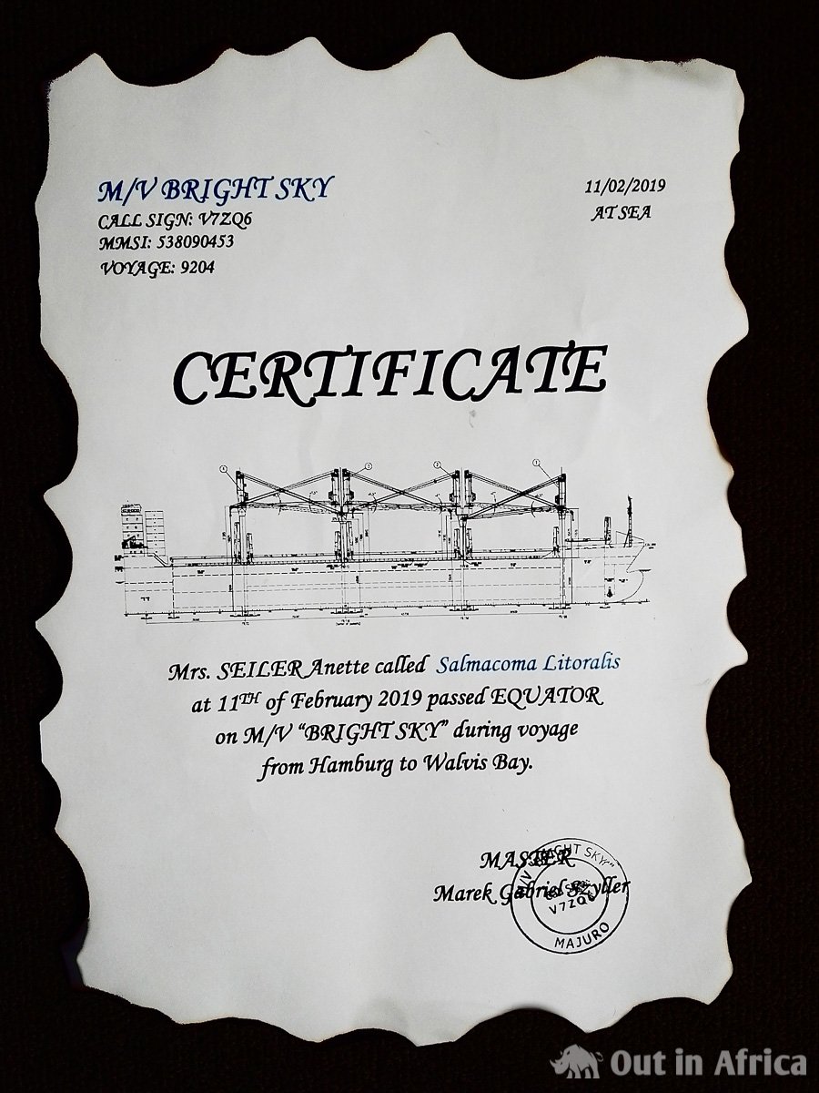 Certificate of crossing the equator